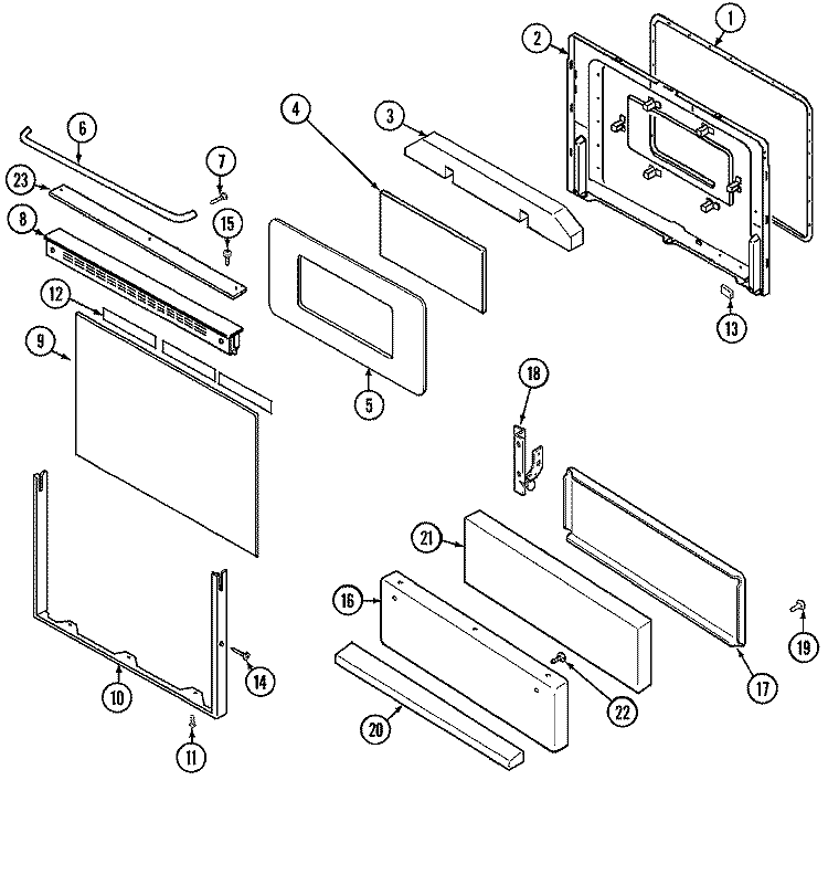 DOOR / DRAWER Diagram and Parts List for CRG7500CAL  Maytag Range