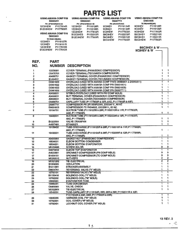 Compressor And Tubing Page 2 Diagram and Parts List for 5787  Amana Air Conditioner