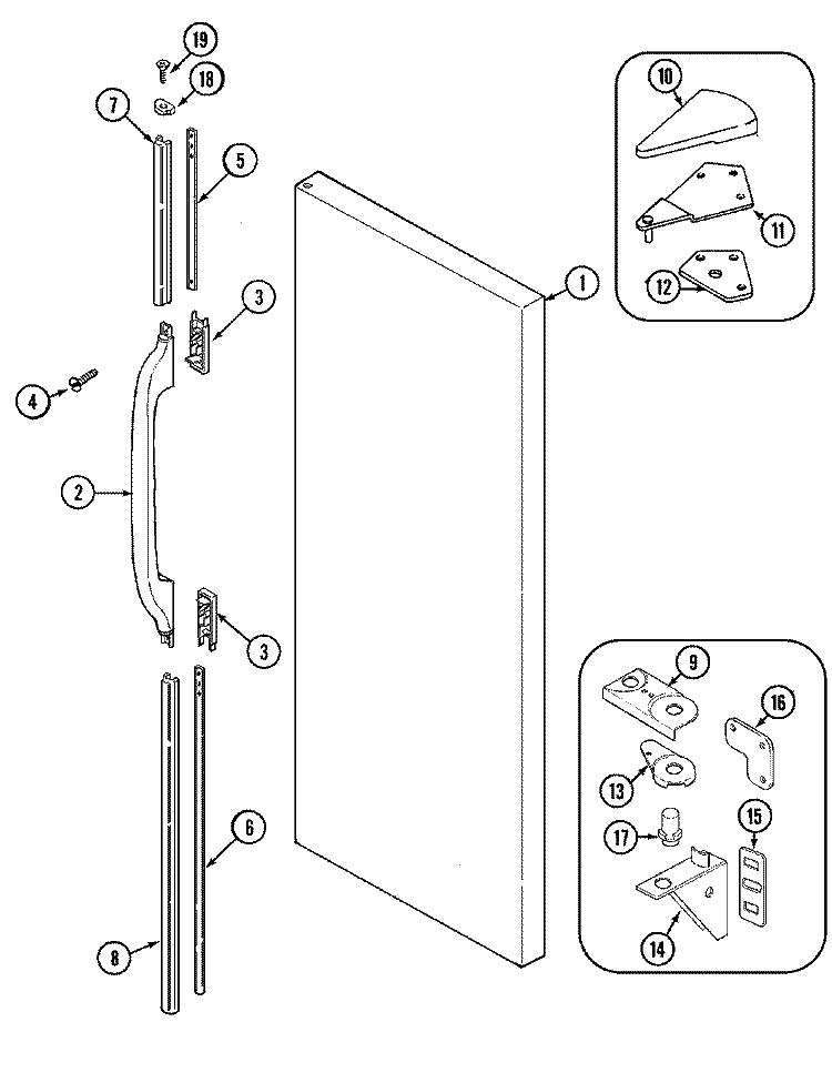 FRESH FOOD OUTER DOOR Diagram and Parts List for RCW2010DAE  Maytag Refrigerator
