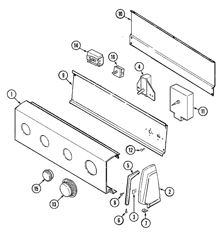 CONTROL PANEL Diagram and Parts List for PYE2000AYW  Maytag Dryer