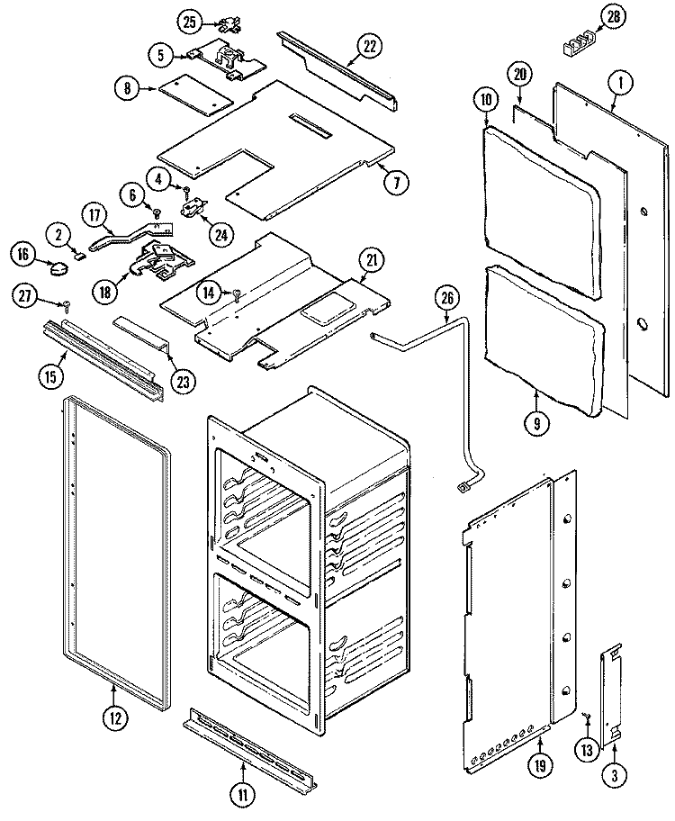 BODY Diagram and Parts List for J9855VUV  Jenn-Air Wall Oven