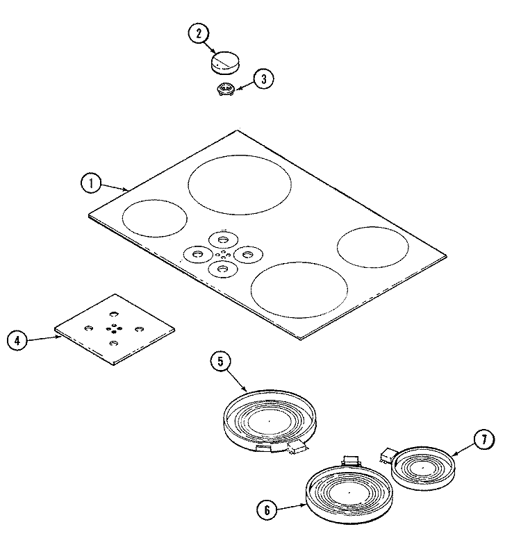 TOP ASSEMBLY (CCE3401Q) Diagram and Parts List for CCE3401Q  Jenn-Air Cooktop