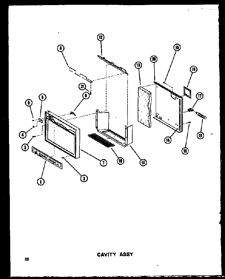 Cavity Assy Diagram and Parts List for SRI19A-P60350-6W  Amana Refrigerator