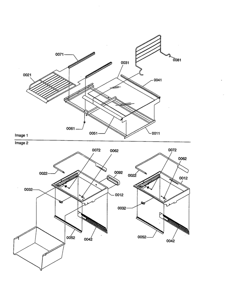 Freezer Shelf/deli/crisper Assembly Diagram and Parts List for BRF20TE-P1199202WE  Amana Refrigerator
