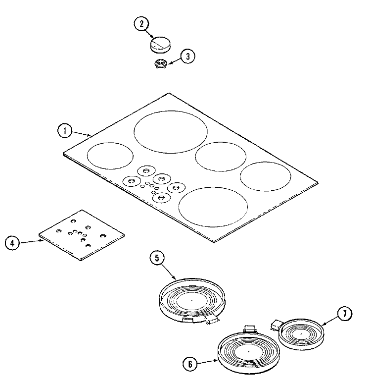 TOP ASSEMBLY Diagram and Parts List for CCE3531B  Jenn-Air Cooktop