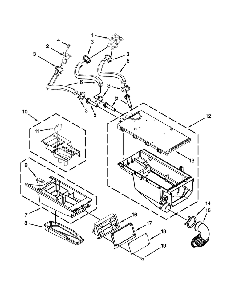 Dispenser Parts Diagram and Parts List for MHN30PDBWW0  Maytag Washer