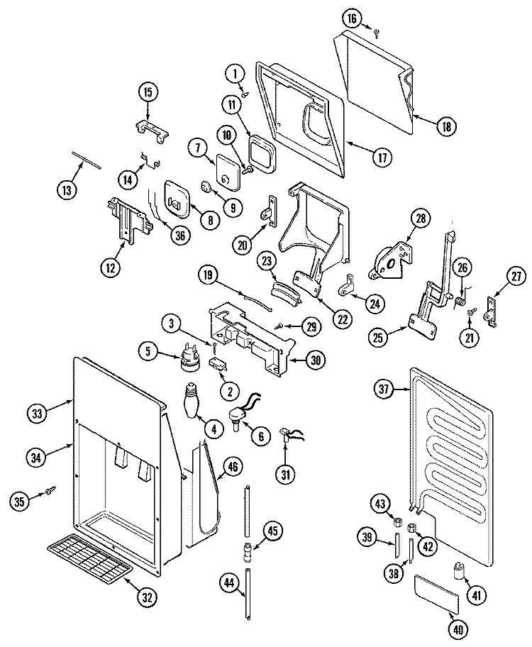 ICE & WATER DISPENSER Diagram and Parts List for JS20Y8DW  Jenn-Air Refrigerator