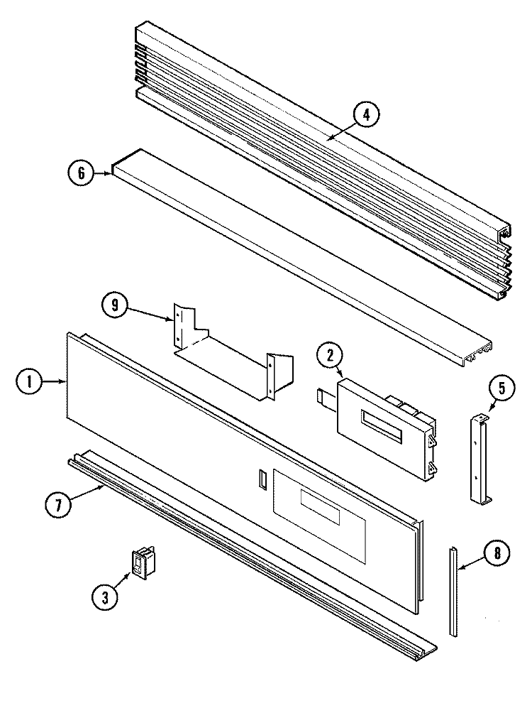 CONTROL PANEL Diagram and Parts List for 9475VYV  Magic Chef Wall Oven