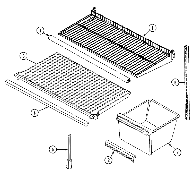 SHELVES & ACCESSORIES Diagram and Parts List for GT15B4N3EA  Admiral Refrigerator