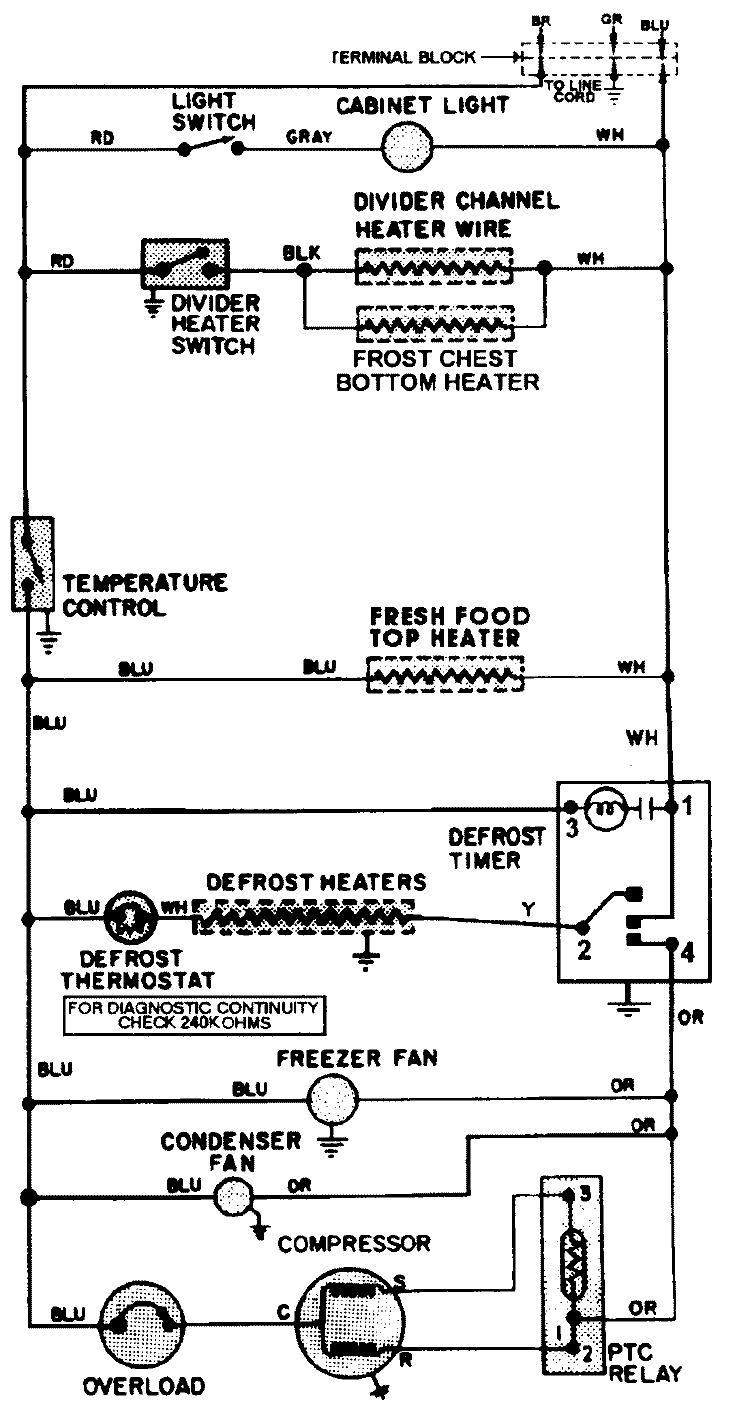 WIRING INFORMATION Diagram and Parts List for GT15B4N3EA  Admiral Refrigerator