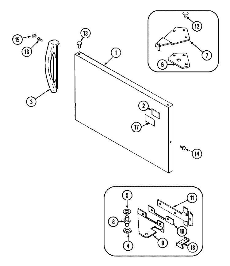 FREEZER OUTER DOOR Diagram and Parts List for CT19Y4FW  Crosley Refrigerator