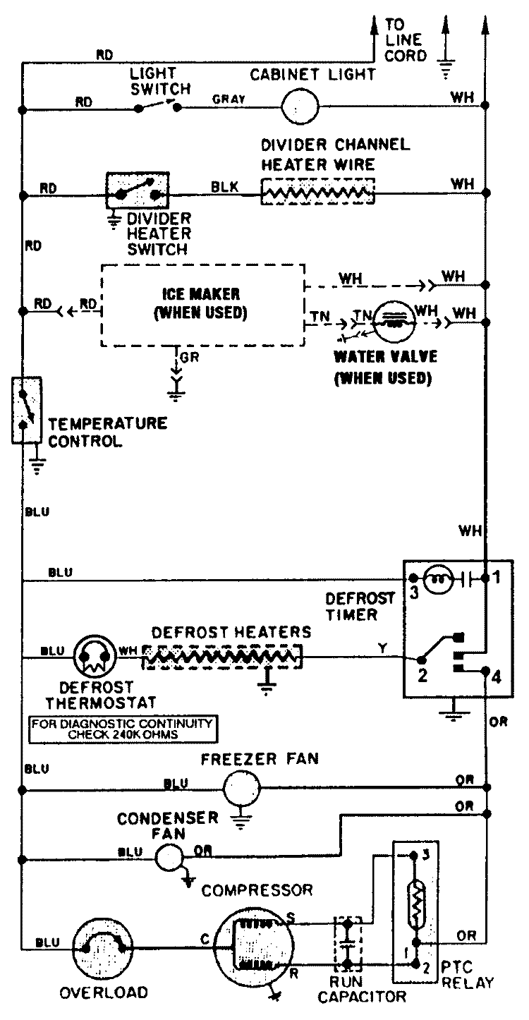 WIRING INFORMATION Diagram and Parts List for CT19Y4FW  Crosley Refrigerator