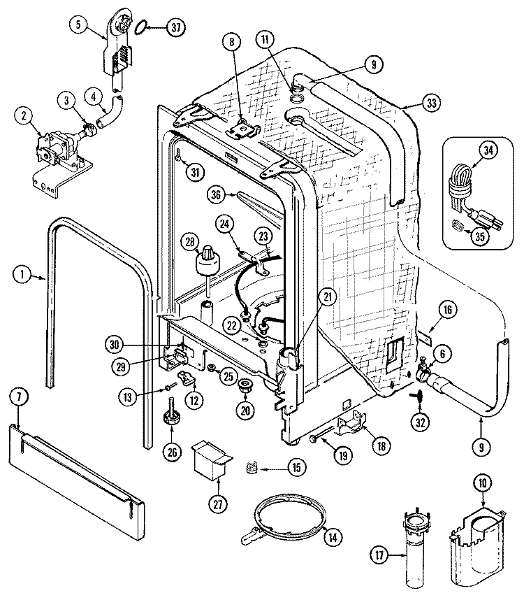 TUB Diagram and Parts List for DC4000B  Magic Chef Dishwasher