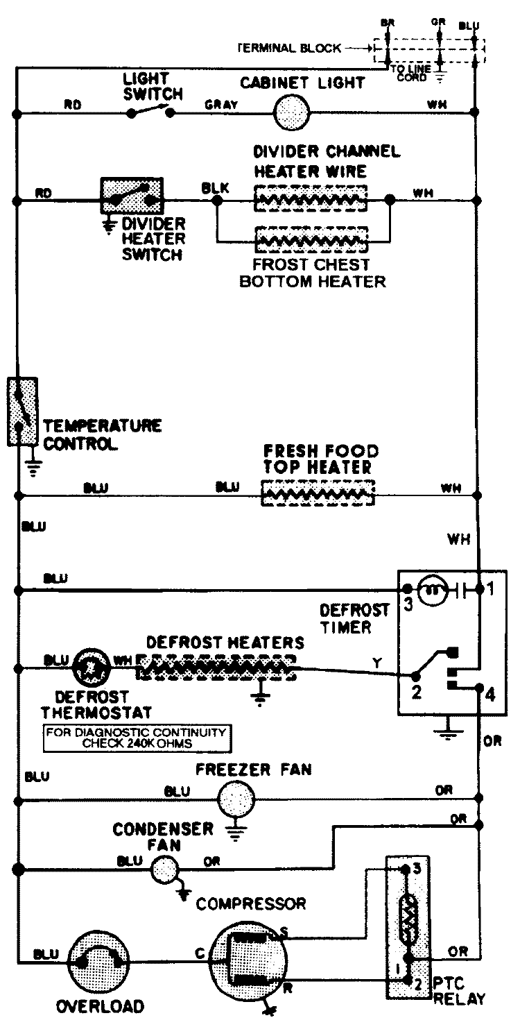 WIRING INFORMATION Diagram and Parts List for GT15B7N3EV  Admiral Refrigerator