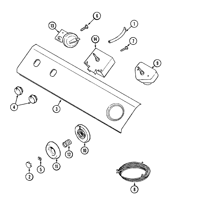 CONTROL PANEL Diagram and Parts List for LAT9356AAM  Maytag Washer