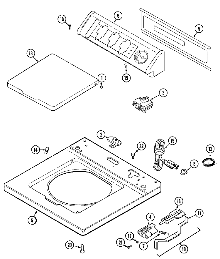 TOP Diagram and Parts List for LAT9356AAM  Maytag Washer