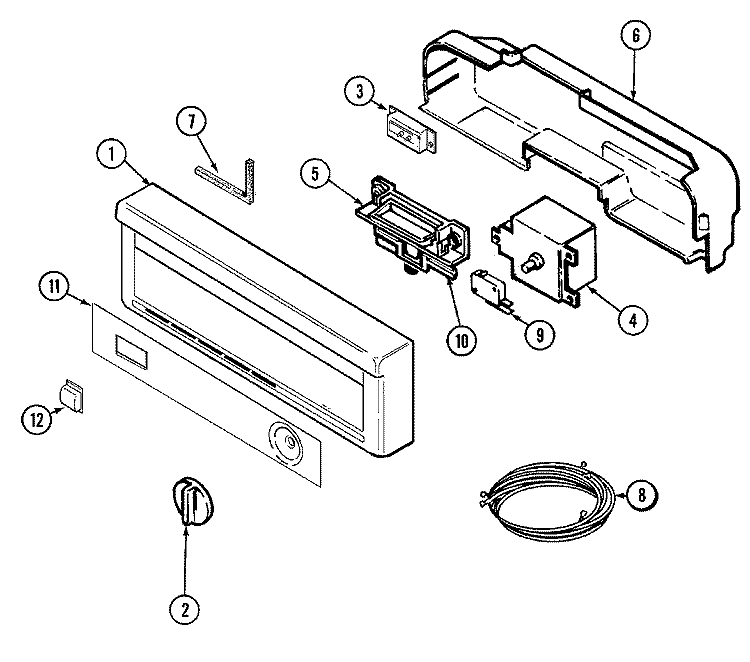 CONTROL PANEL Diagram and Parts List for DW701W  Jenn-Air Dishwasher