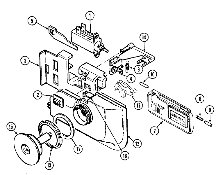 RINSE AID & SOAP DISPENSER Diagram and Parts List for CDU8000B  Crosley Dishwasher