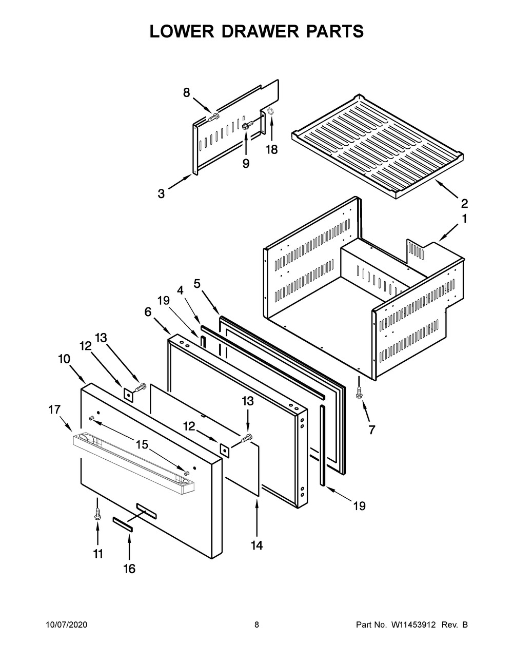 Lower Drawer Parts Diagram and Parts List for JUDFP242HM00  Maytag Wine and Beverage Cooler