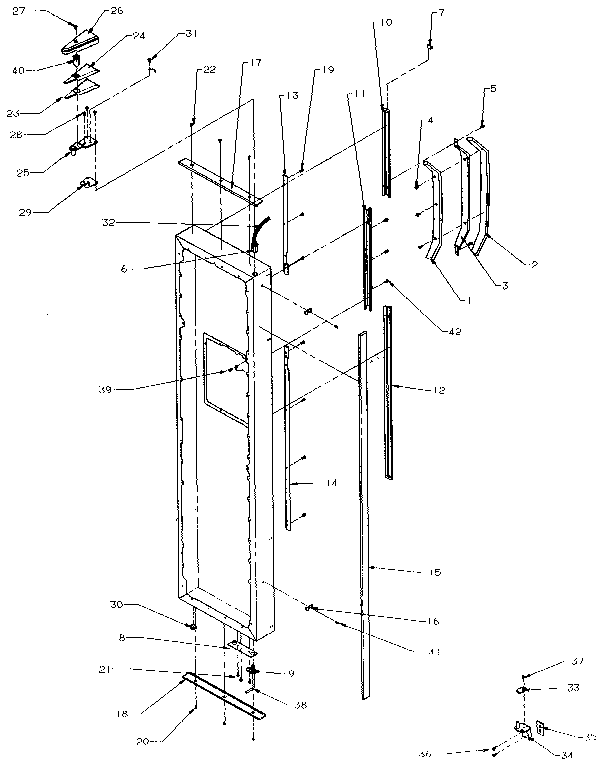 Freezer Door Handles And Accessories Diagram and Parts List for SXDE27NP-P1162204W  Amana Refrigerator