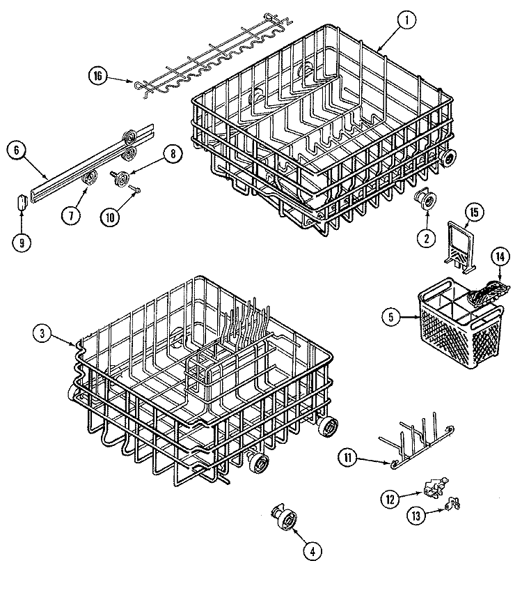 TRACK & RACK ASSEMBLY Diagram and Parts List for DW871UQA  Jenn-Air Dishwasher