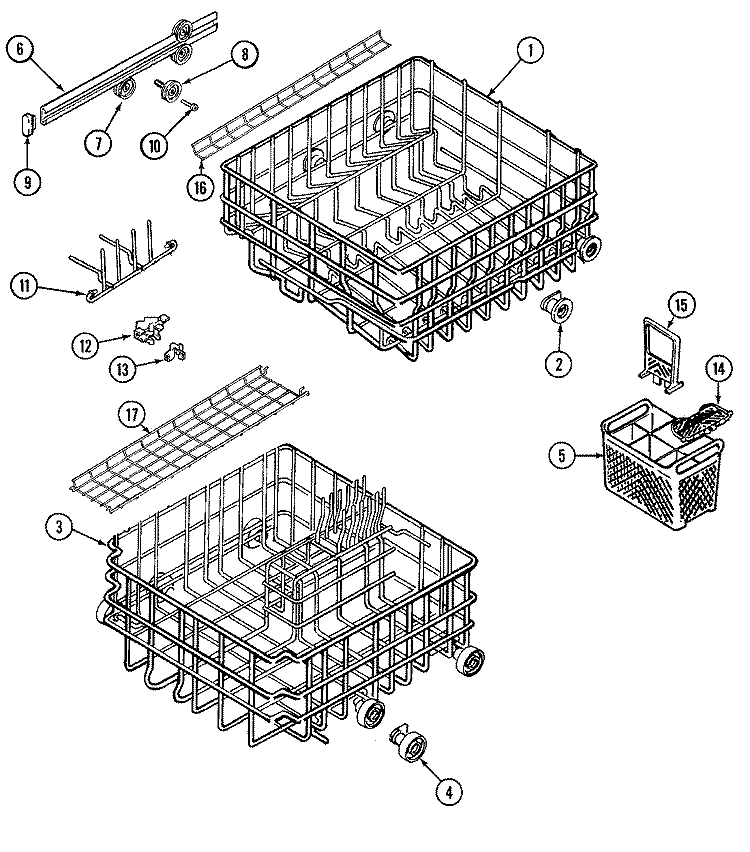 TRACK & RACK ASSEMBLY Diagram and Parts List for DW961UQW  Jenn-Air Dishwasher