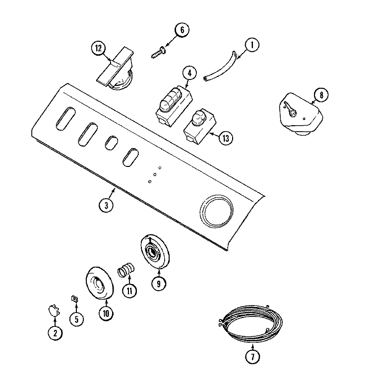 CONTROL PANEL Diagram and Parts List for LAT5916AAE  Maytag Washer