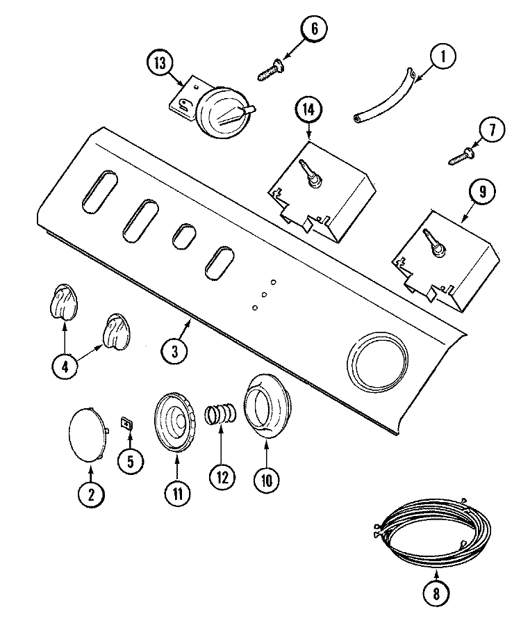 CONTROL PANEL (9416) Diagram and Parts List for LAT9416AAE  Maytag Washer