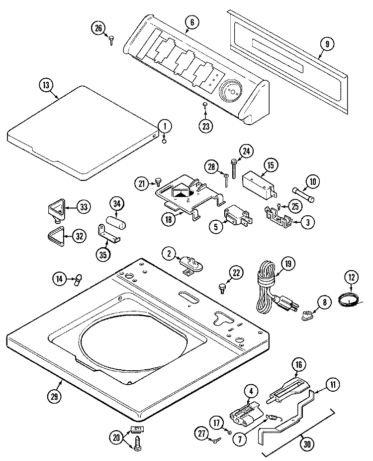 TOP Diagram and Parts List for LAT5006GGE  Maytag Washer