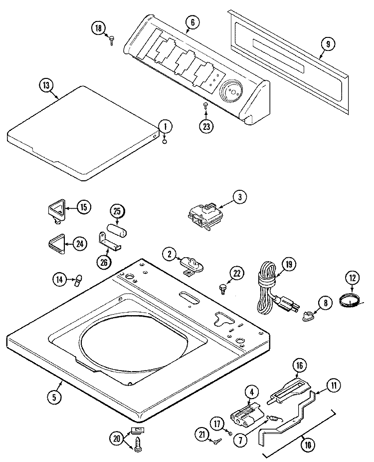 TOP (LAT9306AKQ) Diagram and Parts List for LAT9306AKQ  Maytag Washer