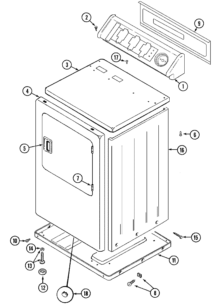 CABINET - FRONT Diagram and Parts List for LDG8706AAM  Maytag Dryer