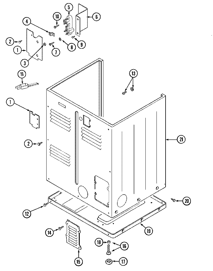 CABINET - REAR Diagram and Parts List for LDE8426ACM  International Dryer