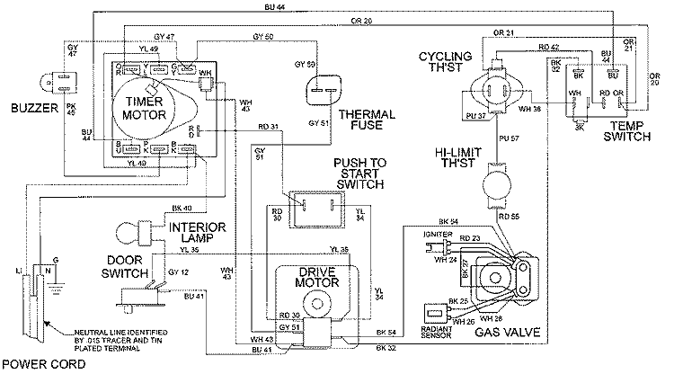 WIRING INFORMATION Diagram and Parts List for LDG4916AAE  Maytag Dryer
