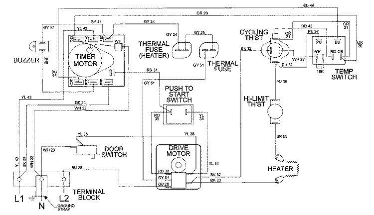 WIRING INFORMATION Diagram and Parts List for LDE8406ACM  Maytag Dryer