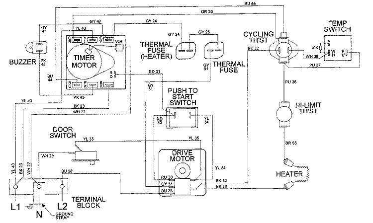 WIRING INFORMATION Diagram and Parts List for LDE8426ACM  International Dryer