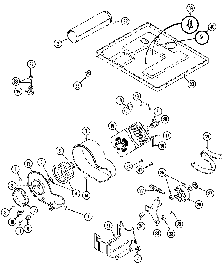 MOTOR DRIVE Diagram and Parts List for LDG9606ABE  Maytag Dryer