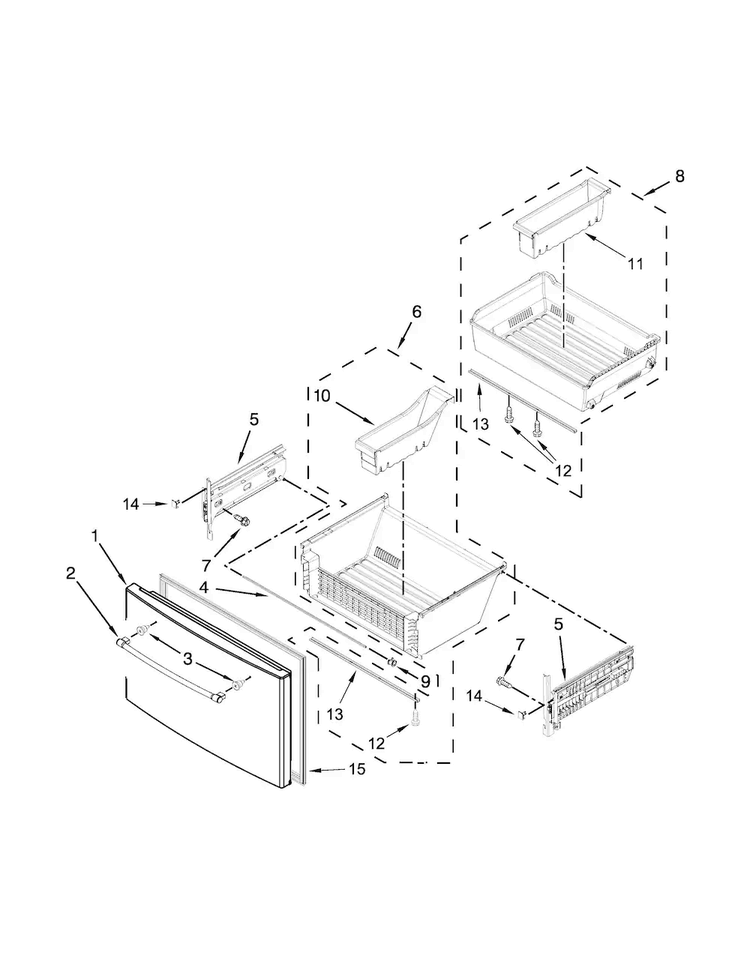 Freezer Door Parts Diagram and Parts List for MFX2876DRH01  Maytag Refrigerator