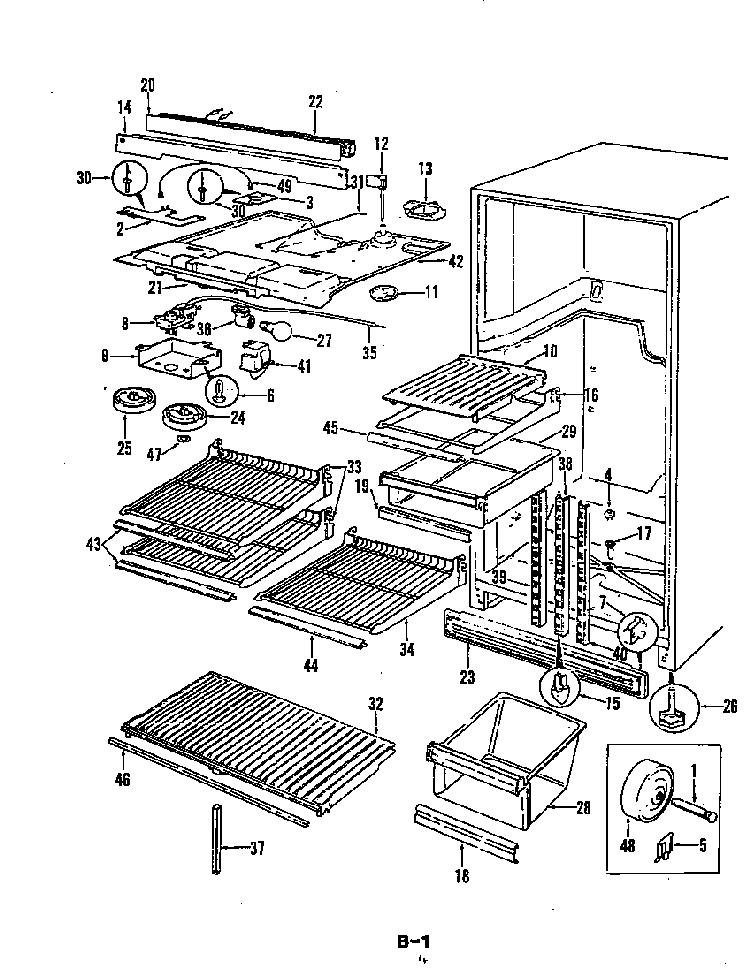 Fresh Food Compartment Diagram and Parts List for RB17EA-2AF 5C46B Magic Chef Refrigerator