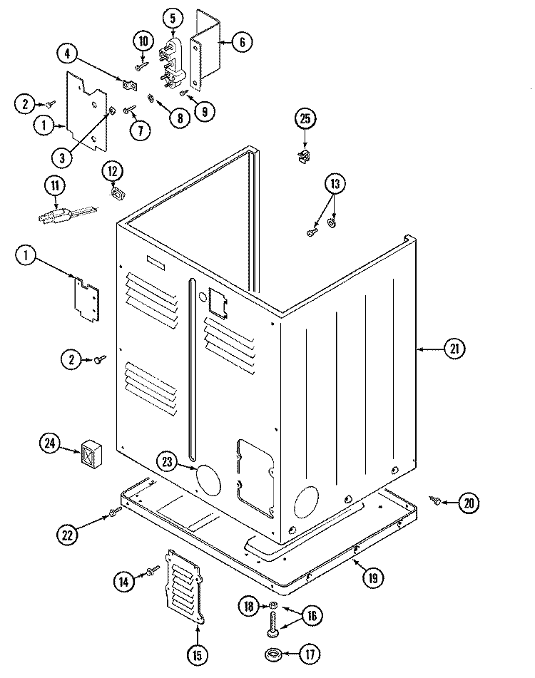 CABINET - REAR Diagram and Parts List for LDE9806ADE  International Dryer