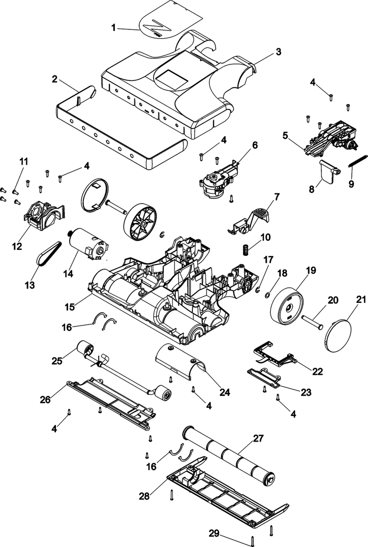 Foot Diagram and Parts List for U9125-950  Hoover Upright Vacuum
