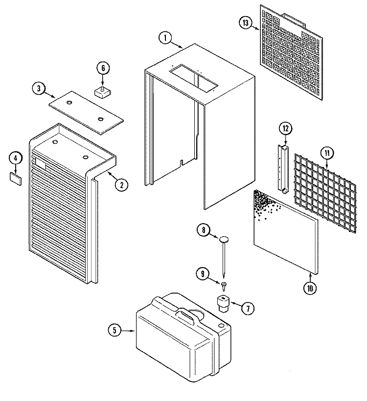 CABINET Diagram and Parts List for DH15M  Amana Dehumidifier