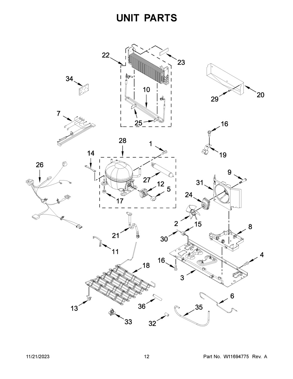 Unit Parts Diagram and Parts List for MRFF5033PZ01  Maytag Refrigerator