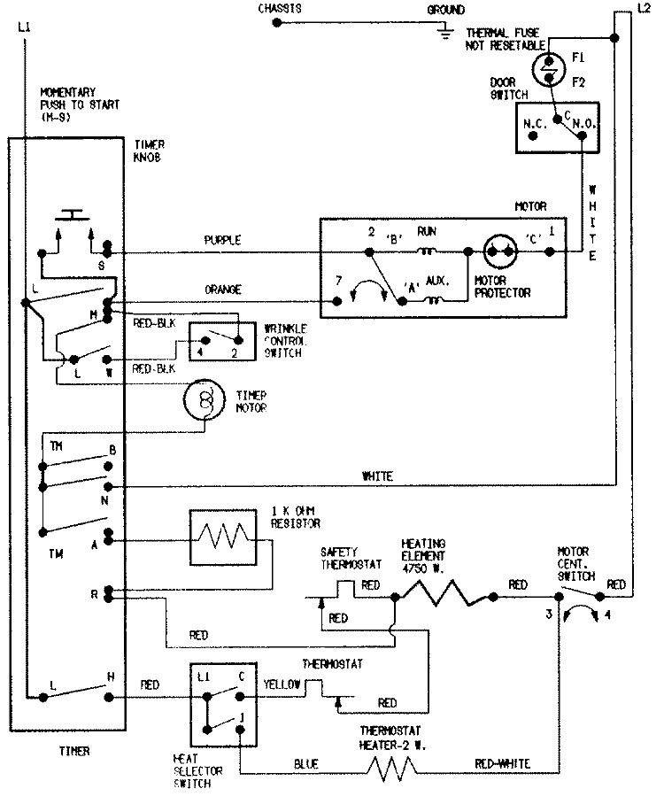 WIRING INFORMATION Diagram and Parts List for LDEH200AKV  Hoover Dryer