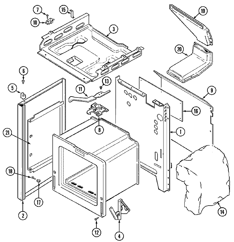 BODY Diagram and Parts List for 3488WVS  Magic Chef Range