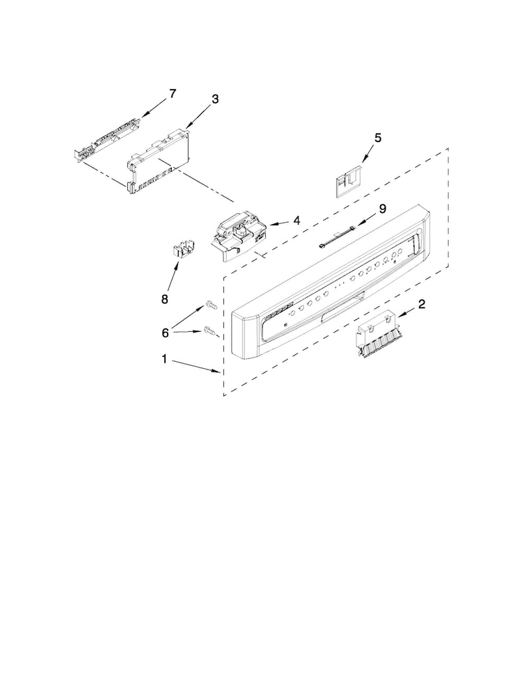 Control Panel And Latch Parts Diagram and Parts List for MDB8949SAB1  Maytag Dishwasher