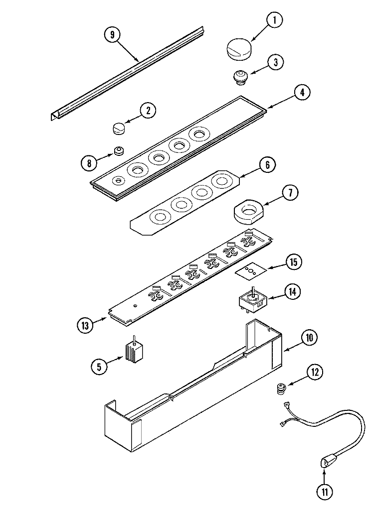 CONTROL PANEL Diagram and Parts List for CVEX4270B  Jenn-Air Cooktop