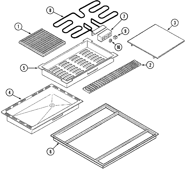 TOP ASSEMBLY Diagram and Parts List for CVEX4100B  Jenn-Air Cooktop