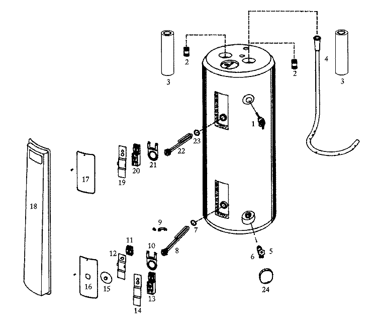 BODY Diagram and Parts List for HE31240S961CSA  Maytag Water Heater