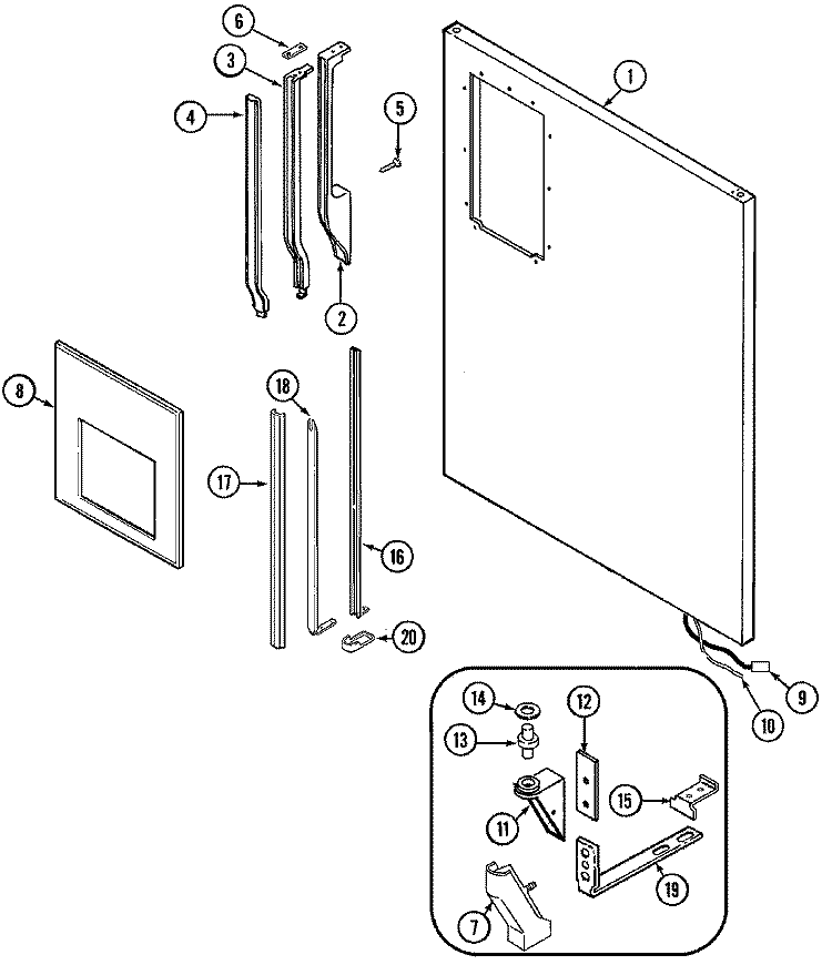 FRESH FOOD OUTER DOOR Diagram and Parts List for RTW2200DAE  Maytag Refrigerator