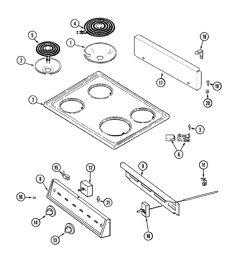TOP ASSEMBLY / CONTROL PANEL Diagram and Parts List for 90138  Litton Range